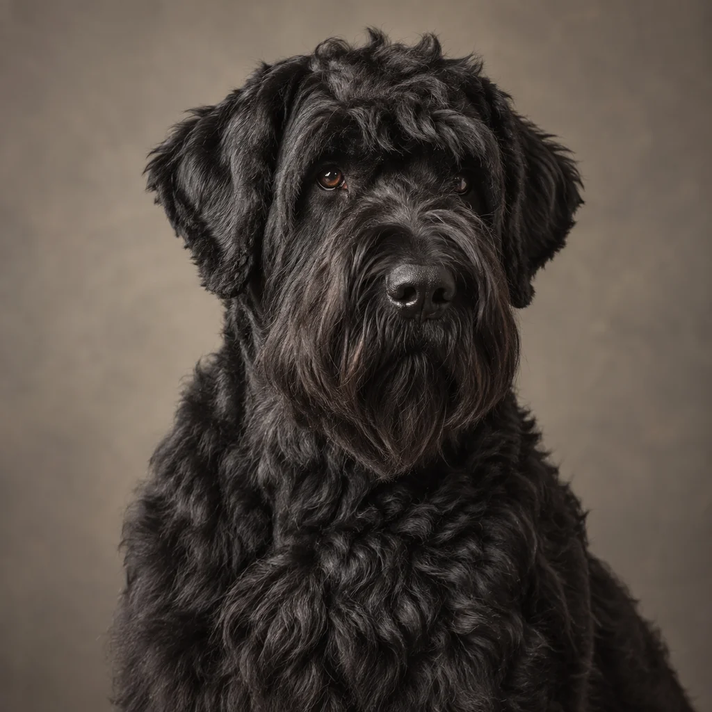 AI-generated illustration of an adult Black Russian Terrier