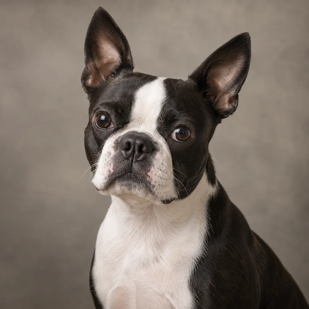 AI-generated illustration of an adult Boston Terrier