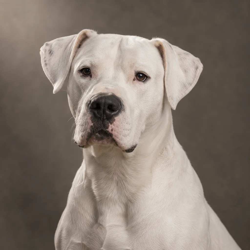 AI-generated illustration of an adult Dogo Argentino