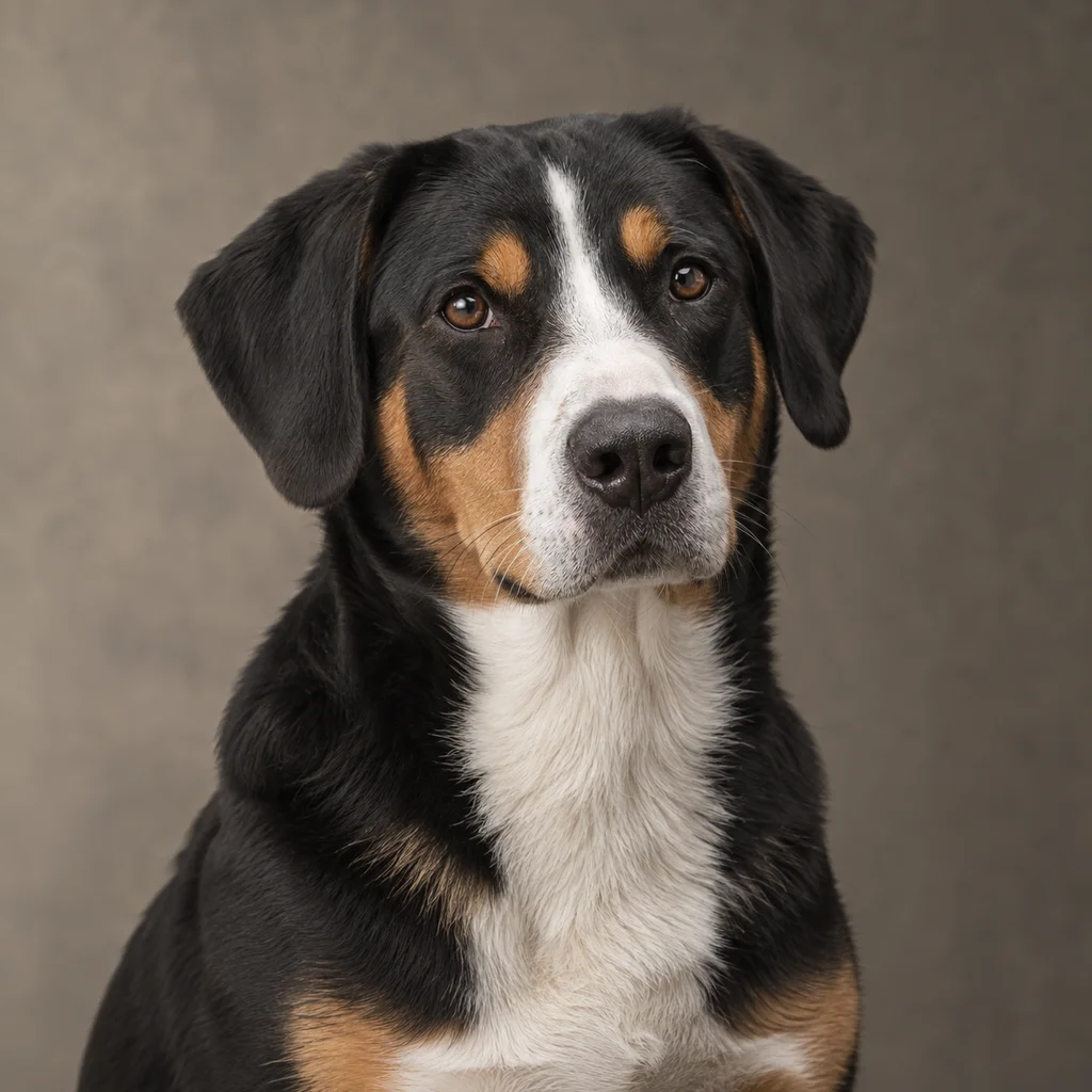 AI-generated illustration of an adult Entlebucher Mountain Dog