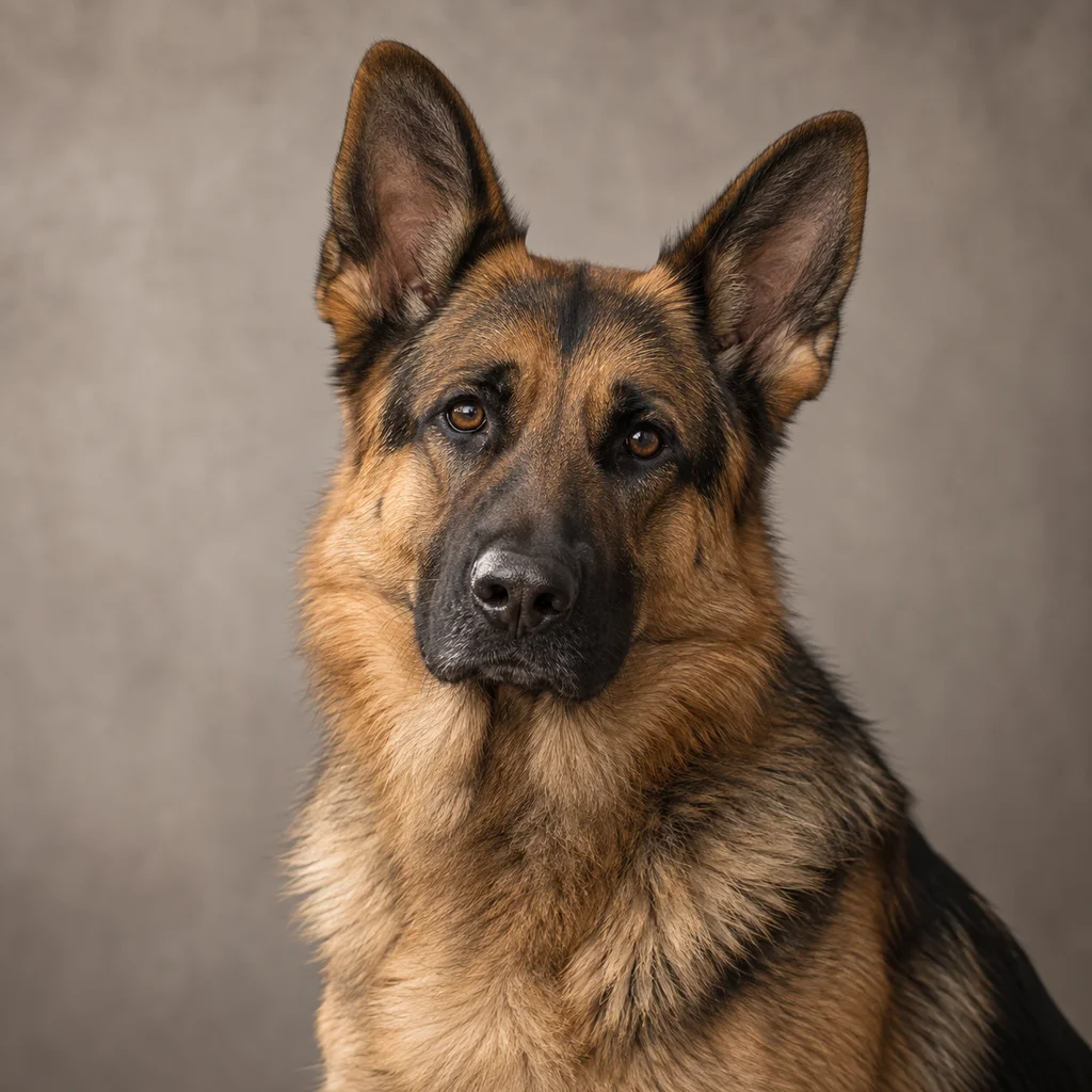 AI-generated illustration of an adult German Shepherd