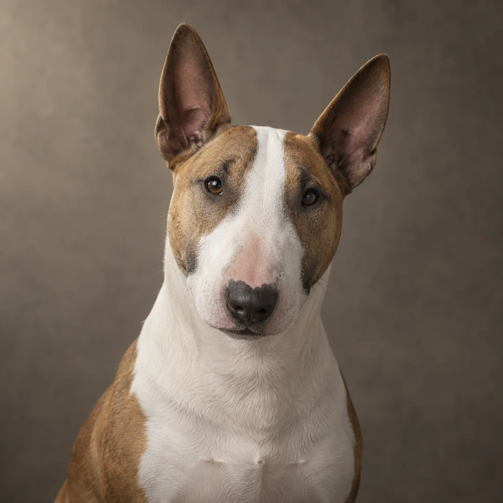 AI-generated illustration of an adult Miniature Bull Terrier