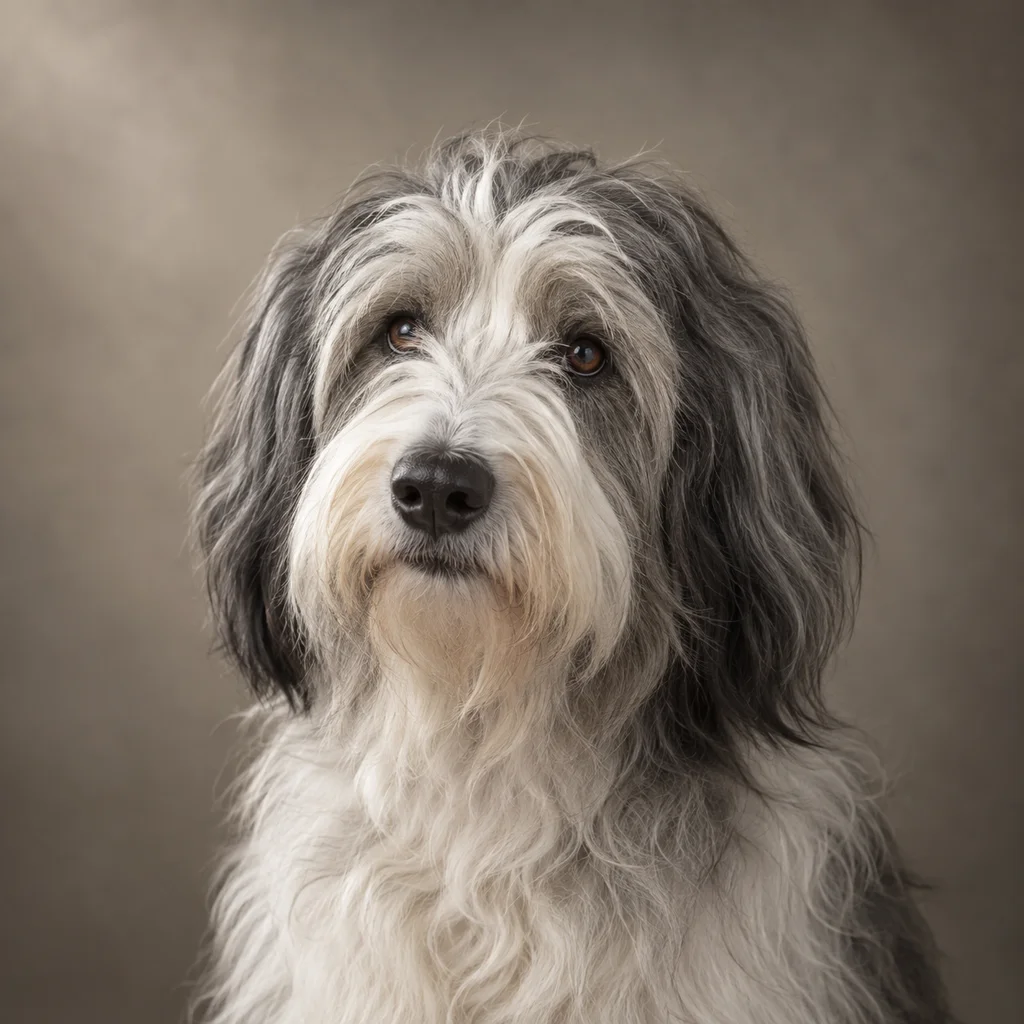 AI-generated illustration of an adult Polish Lowland Sheepdog