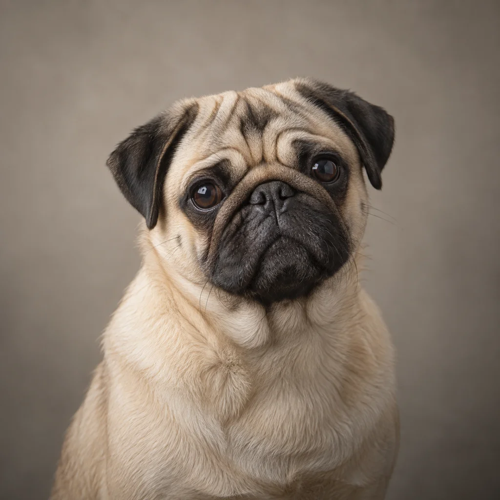 AI-generated illustration of an adult Pug