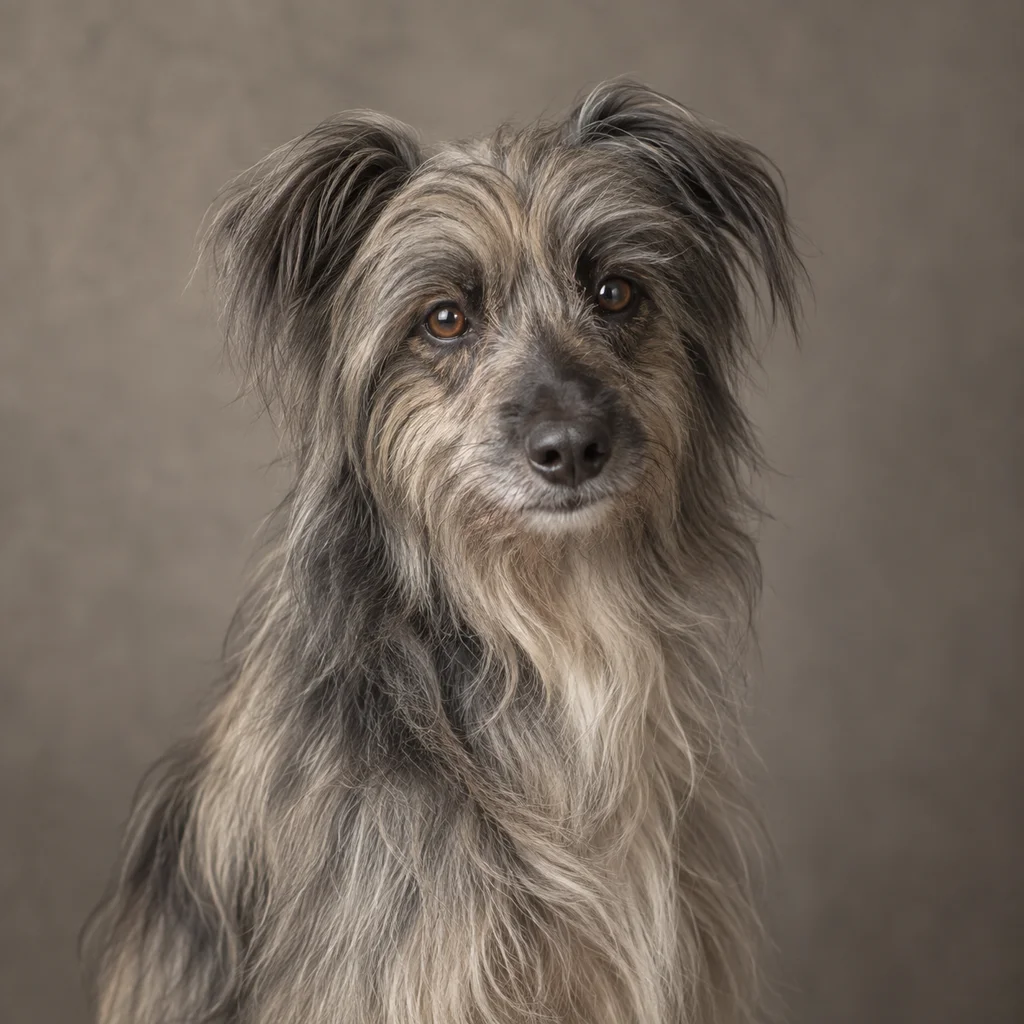 AI-generated illustration of an adult Pyrenean Shepherd