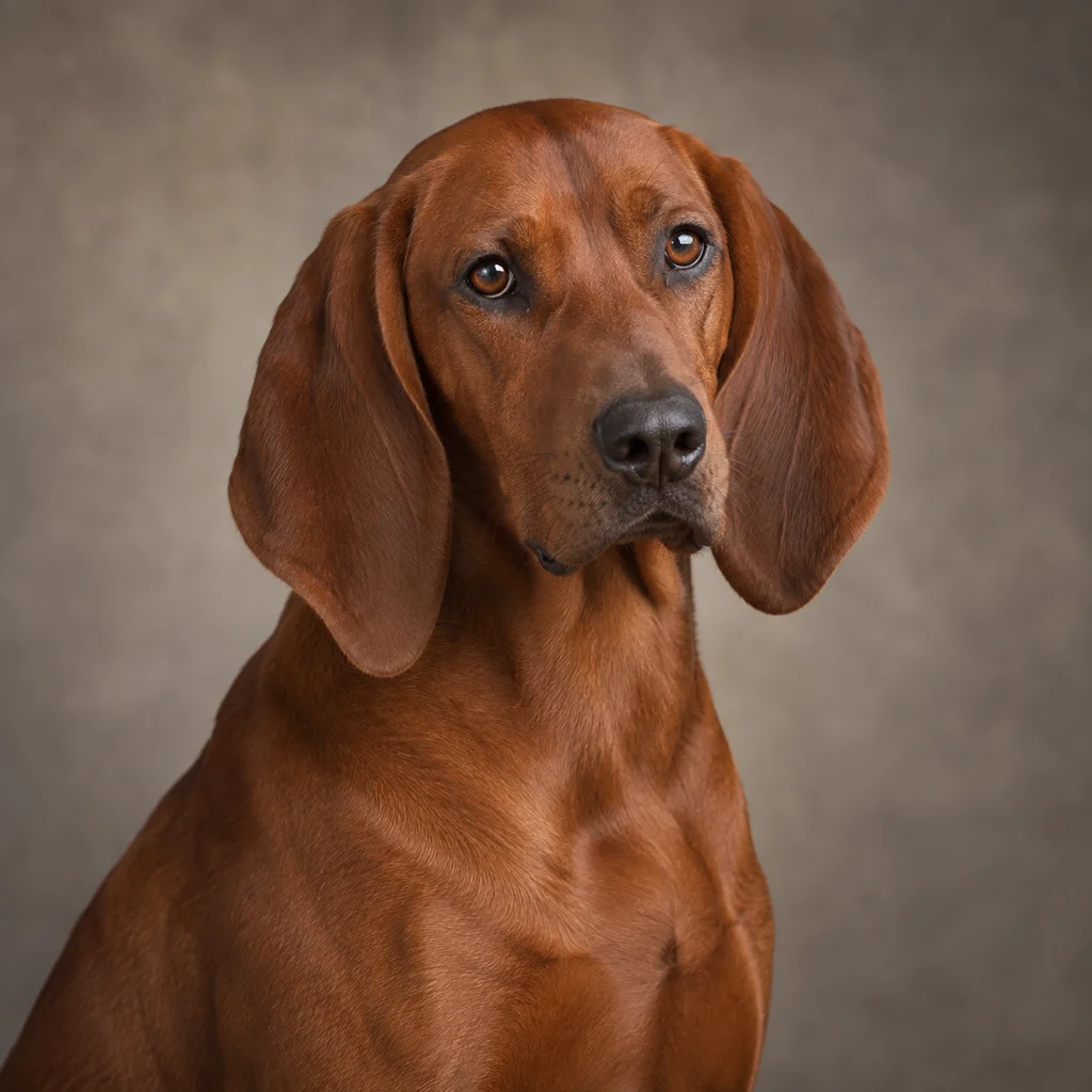 AI-generated illustration of an adult Redbone Coonhound