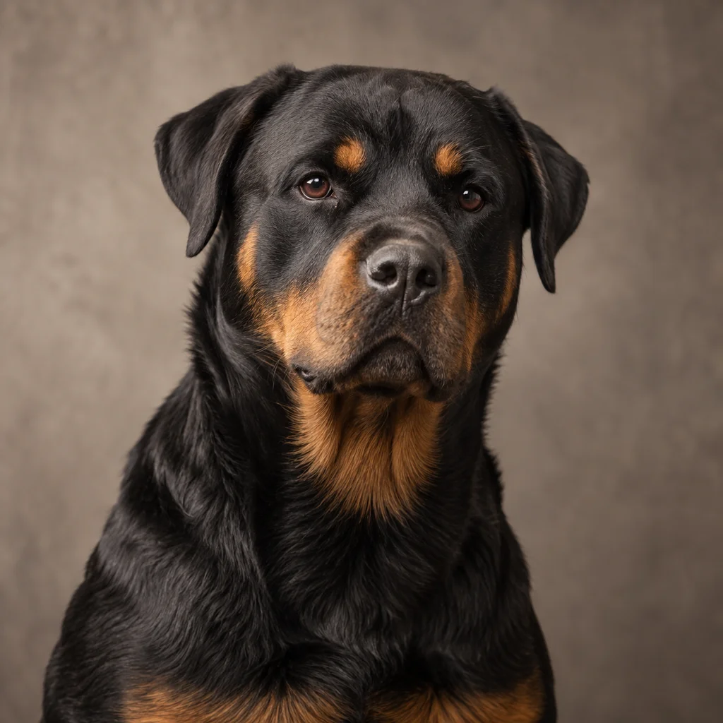 AI-generated illustration of an adult Rottweiler