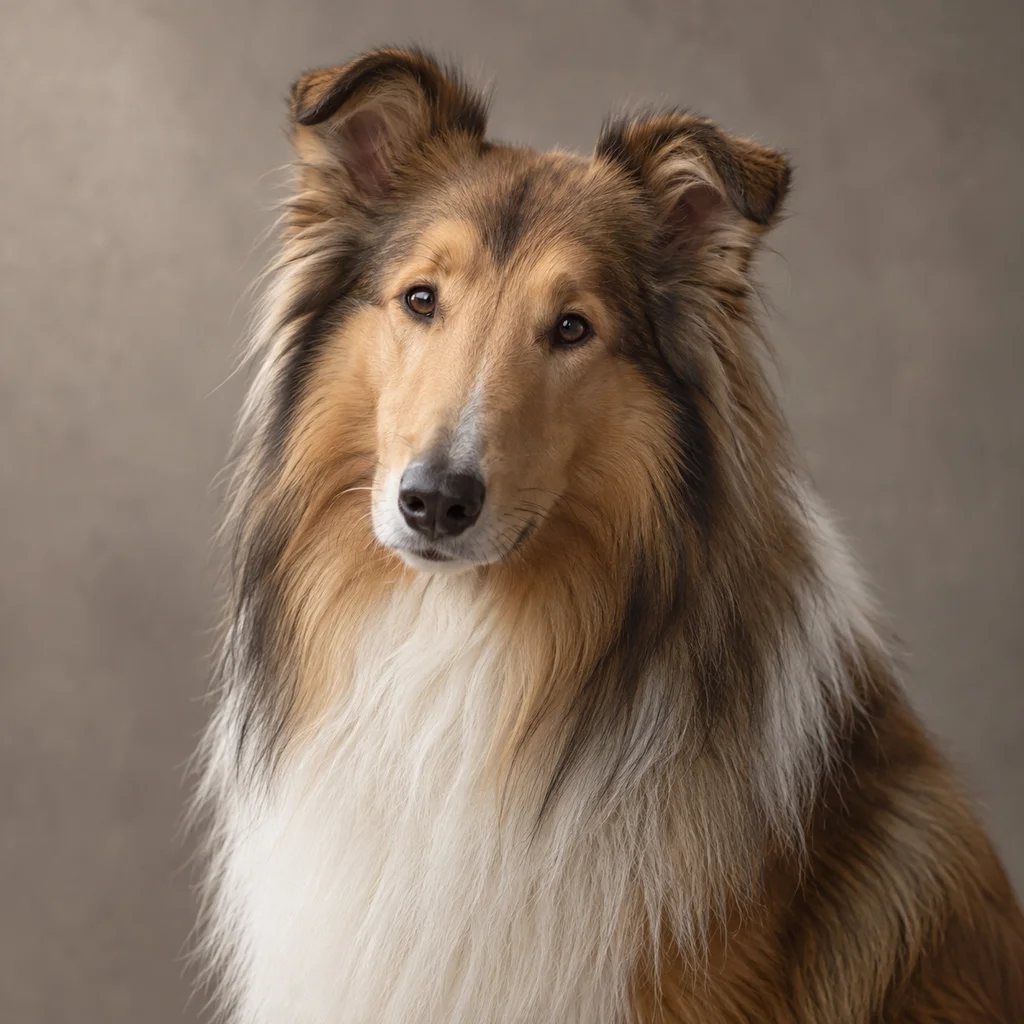 AI-generated illustration of an adult Rough Collie