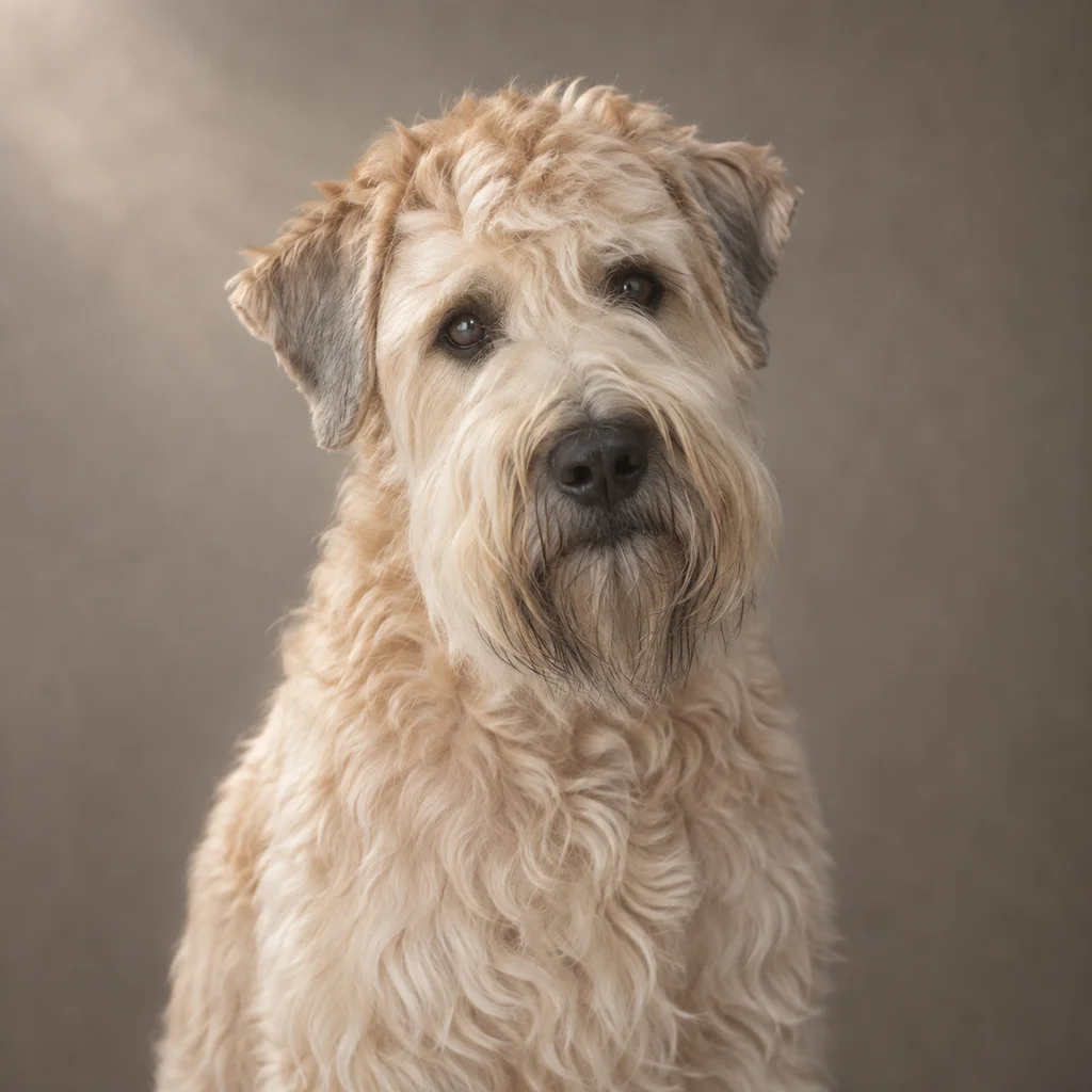 AI-generated illustration of an adult Soft Coated Wheaten Terrier